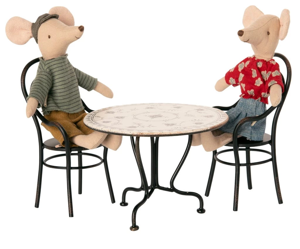 Maileg Mice & Bunnies Maileg Dining Table Set - Anthracite 3 Maileg Mice & Bunnies Maileg Dining Table Set - Anthracite