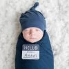 Lulujo Hello World Baby Swaddle & Hat Set - Navy Swaddles