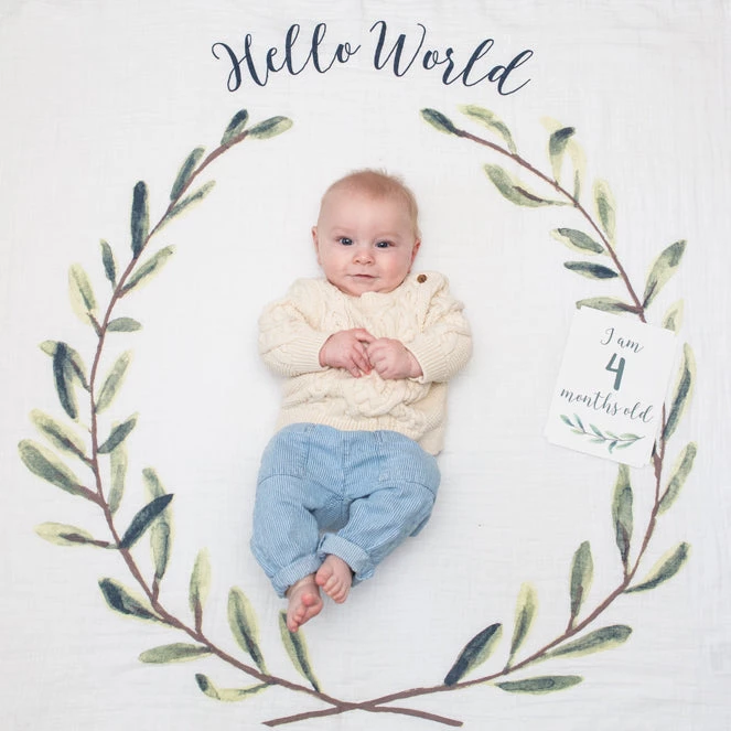 Lulujo Baby's First Year Swaddle & Milestone Cards - Hello World Swaddles 6 Lulujo Baby's First Year Swaddle & Milestone Cards - Hello World Swaddles