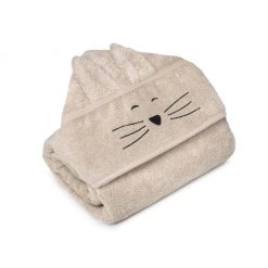 My Memi Large Cat Bamboo Baby Bath Towel - Beige Baby Bathtime
