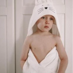 My Memi Large Cat Bamboo Baby Bath Towel - Cream