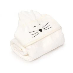My Memi Large Cat Bamboo Baby Bath Towel - Cream