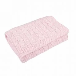 TOFFEE MOON Cable Knit Cotton Baby Blanket - Baby Pink Bedding
