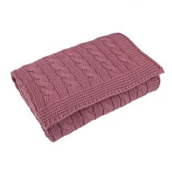 TOFFEE MOON Bedding Cable Knit Cotton Baby Blanket - Dusty Rose