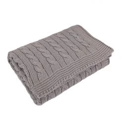 TOFFEE MOON Cable Knit Cotton Baby Blanket - Hound Grey Bedding