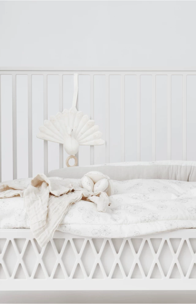 Cam Cam Copenhagen Peacock Musical Mobile - Cream/White Mobiles 4 Cam Cam Copenhagen Peacock Musical Mobile - Cream/White Mobiles