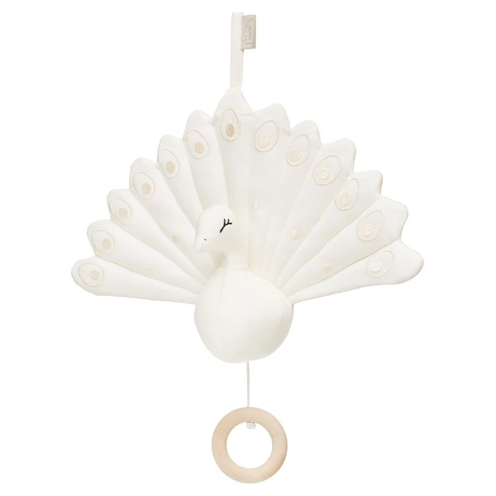 Cam Cam Copenhagen Peacock Musical Mobile - Cream/White Mobiles 3 Cam Cam Copenhagen Peacock Musical Mobile - Cream/White Mobiles