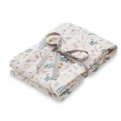 Swaddles Cam Cam Copenhagen Organic Swaddle Light - Pressed Leaves Rose