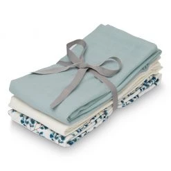 CAM CAM COPENHAGEN Cam Cam Organic Muslin Cloths 3 Pack - Fiori, Petroleum, Cream Build Your Own Gift Hamper