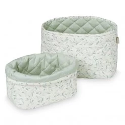Cam Cam Copenhagen Quilted Storage Basket Set - Green Leaves