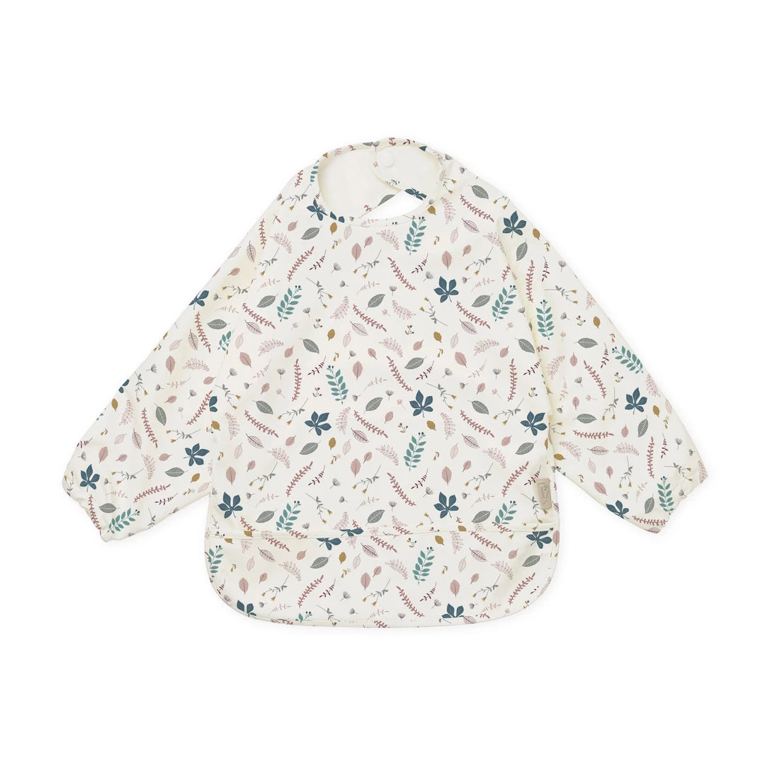 CAM CAM COPENHAGEN Cam Cam Organic Sleeved Bib - Pressed Leaves Rose Baby Bibs 3 CAM CAM COPENHAGEN Cam Cam Organic Sleeved Bib - Pressed Leaves Rose Baby Bibs