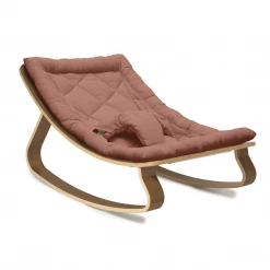 Charlie Crane Levo Baby Rocker - Walnut + Bois De Rose Cushion NEW ARRIVALS