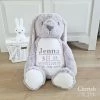 Decorative Items Cherish Me Personalised Grey Bunny - Birth Announcement