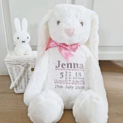 Decorative Items Cherish Me Personalised White Bunny - Birth Announcement