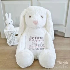 Decorative Items Cherish Me Personalised White Bunny - Birth Announcement