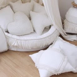 Cushions Cotton & Sweets Square Lace Cushion - Boho Vanilla