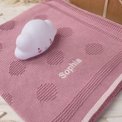 TOFFEE MOON Spot Knit Cotton Baby Blanket - Dawn Pink