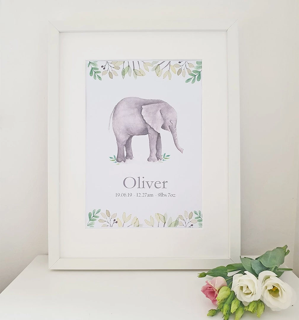 Cherish Me Dublin Cherish Me Baby Elephant Personalised Print - Boy | Girl Prints & Wall Art 3 Cherish Me Dublin Cherish Me Baby Elephant Personalised Print - Boy | Girl Prints & Wall Art