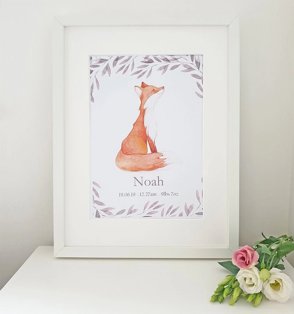 Cherish Me Dublin Prints & Wall Art Cherish Me Baby Fox Personalised Print - Boy 3 Cherish Me Dublin Prints & Wall Art Cherish Me Baby Fox Personalised Print - Boy