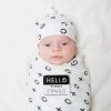 Lulujo Hello World Baby Swaddle & Hat Set - Hugs & Kisses
