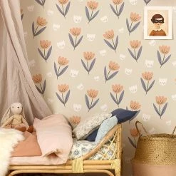 Hibou Home Fleur Peach Wallpaper 7 Hibou Home Fleur Peach Wallpaper