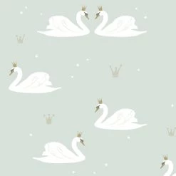 Hibou Home Swan Mint Wallpaper NEW ARRIVALS