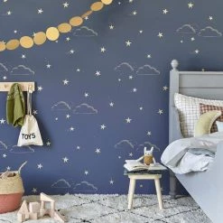 Hibou Home Starry Sky Indigo & Gold Wallpaper NEW ARRIVALS