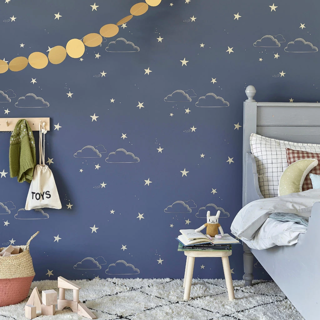 Hibou Home Starry Sky Indigo & Gold Wallpaper NEW ARRIVALS 3 Hibou Home Starry Sky Indigo & Gold Wallpaper NEW ARRIVALS