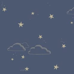 Hibou Home Starry Sky Indigo & Gold Wallpaper NEW ARRIVALS