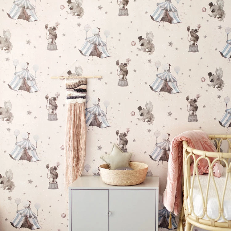 Kids Wallpaper Mrs Mighetto Wallpaper - Powder Pink Circus 7 Kids Wallpaper Mrs Mighetto Wallpaper - Powder Pink Circus