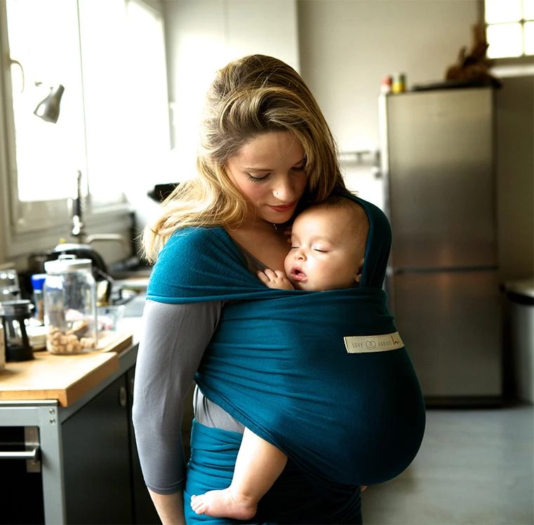 Je Porte Mon Bebe Baby Wrap Basic - Retro Blue Baby Carriers & Slings 6 Je Porte Mon Bebe Baby Wrap Basic - Retro Blue Baby Carriers & Slings