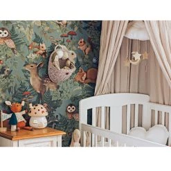 Kids Wallpaper Jimmy Cricket Wallpaper - Woodlands Dusty Blue