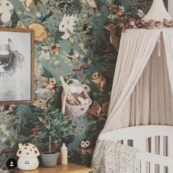 Kids Wallpaper Jimmy Cricket Wallpaper - Woodlands Dusty Blue