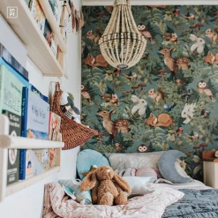 Kids Wallpaper Jimmy Cricket Wallpaper - Woodlands Dusty Blue