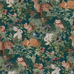 Jimmy Cricket Wallpaper - Woodlands Deep Teal