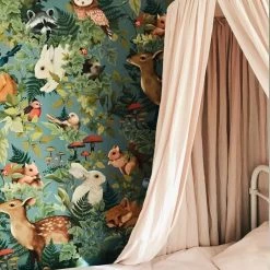 Kids Wallpaper Jimmy Cricket Wallpaper - Woodlands Dusty Blue