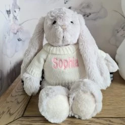 Moulin Roty Personalised Soft Bunny - Grey