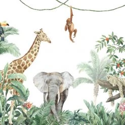 Photowall NEW ARRIVALS Kids Custom Wall Mural - Friends Of The Jungle + Elephant
