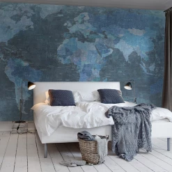 REBEL WALLS Kids Custom Wall Mural - World Map Blue 8 REBEL WALLS Kids Custom Wall Mural - World Map Blue