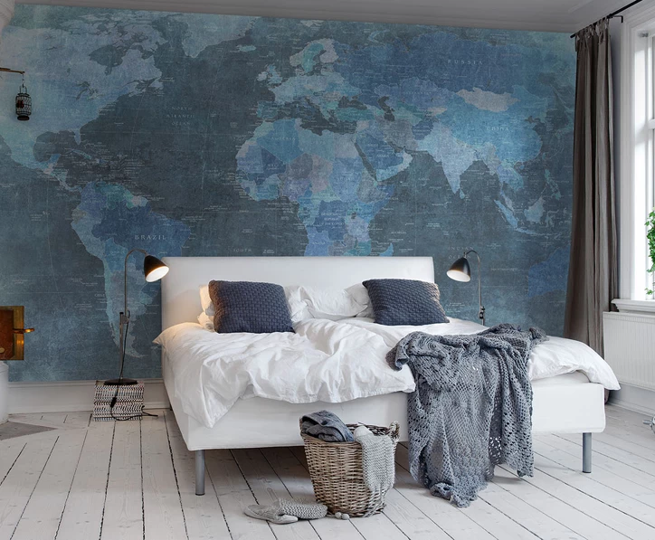 REBEL WALLS Kids Custom Wall Mural - World Map Blue 5 REBEL WALLS Kids Custom Wall Mural - World Map Blue
