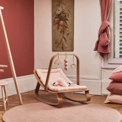 Charlie Crane Levo Baby Rocker - Walnut + Nude Pink Cushion Bouncers & Baby Chairs