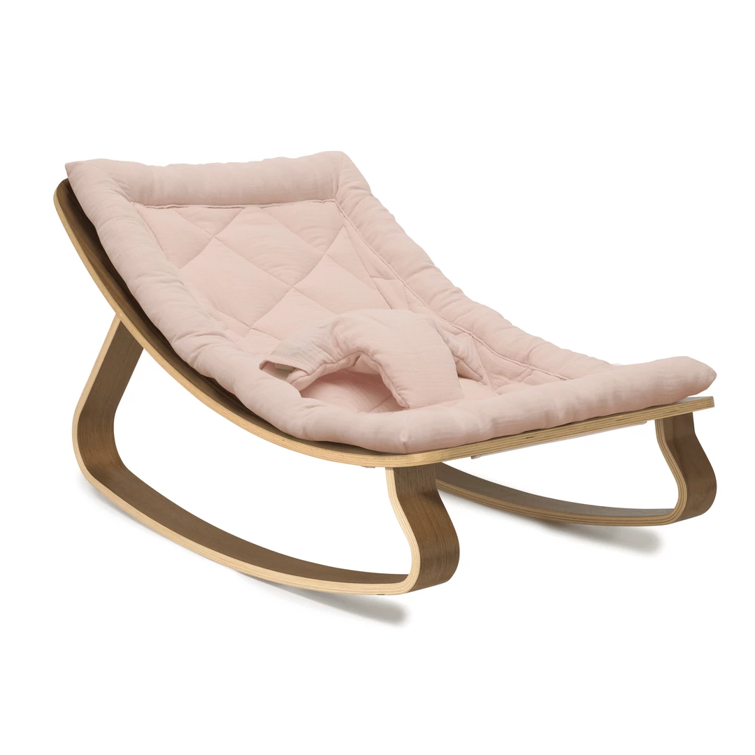 Charlie Crane Levo Baby Rocker - Walnut + Nude Pink Cushion Bouncers & Baby Chairs 3 Charlie Crane Levo Baby Rocker - Walnut + Nude Pink Cushion Bouncers & Baby Chairs