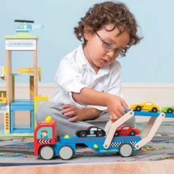 Le Toy Van Wooden Toy Truck - Race Car Transporter