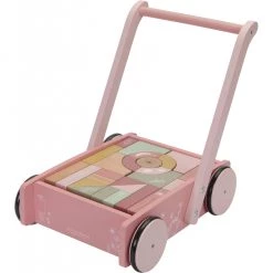 Little Dutch Wooden Baby Walker With Blocks - Pink Wooden Toys