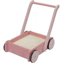 Little Dutch Wooden Baby Walker With Blocks - Pink Wooden Toys
