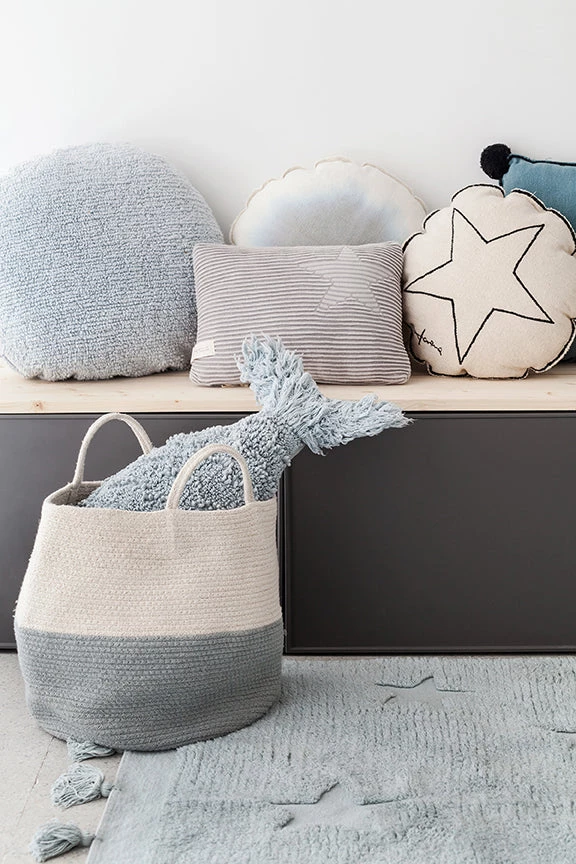 Lorena Canals Cotton Basket - Zoco Vintage Blue/Natural 4 Lorena Canals Cotton Basket - Zoco Vintage Blue/Natural