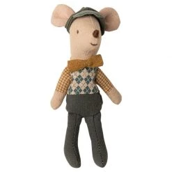 Maileg Mouse In A Race Car + Garage - Blue Maileg Mice & Bunnies