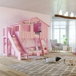 Bunk Beds & Loft Beds Mathy By Bols Treehouse Bunk Bed With Slide - Colour Lacquer (20+ Colours)