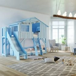 Bunk Beds & Loft Beds Mathy By Bols Treehouse Bunk Bed With Slide - Colour Lacquer (20+ Colours)