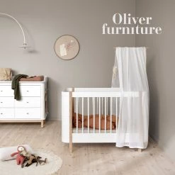 Oliver Furniture Wood Mini+ Cot Bed (0-9yrs) - White/Oak